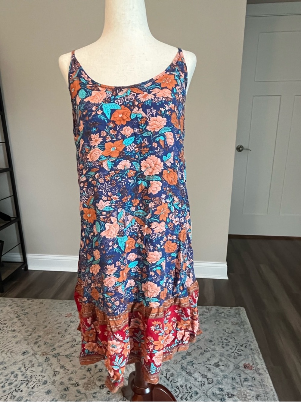 Cottagecore Lightweight Floral Tiered Slip Dress with Adjustable Straps